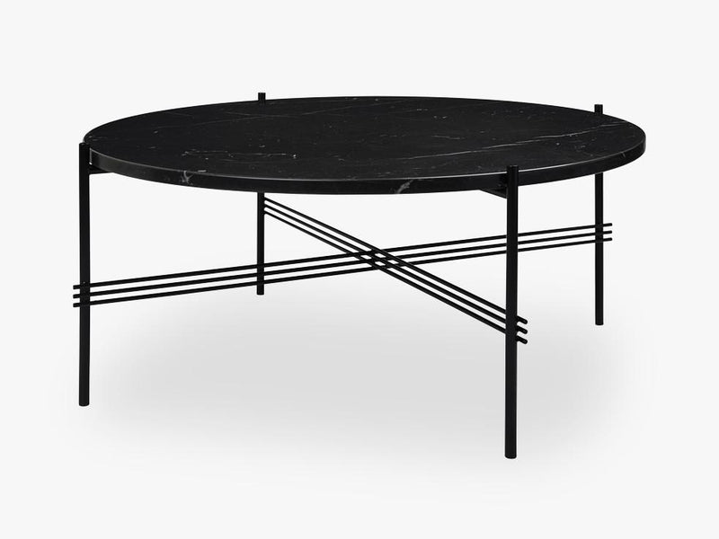 TS Coffee Table - Dia 80 Black base, Marble black top