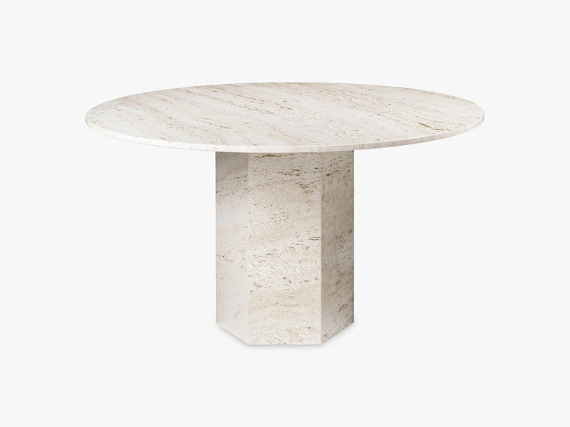 Epic Dining Table - White Travertine, Ø130