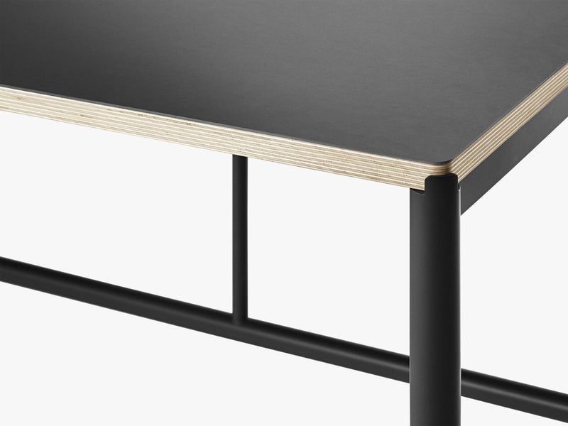 Mies Dining Table M1, Black/Black Linoleum Ply