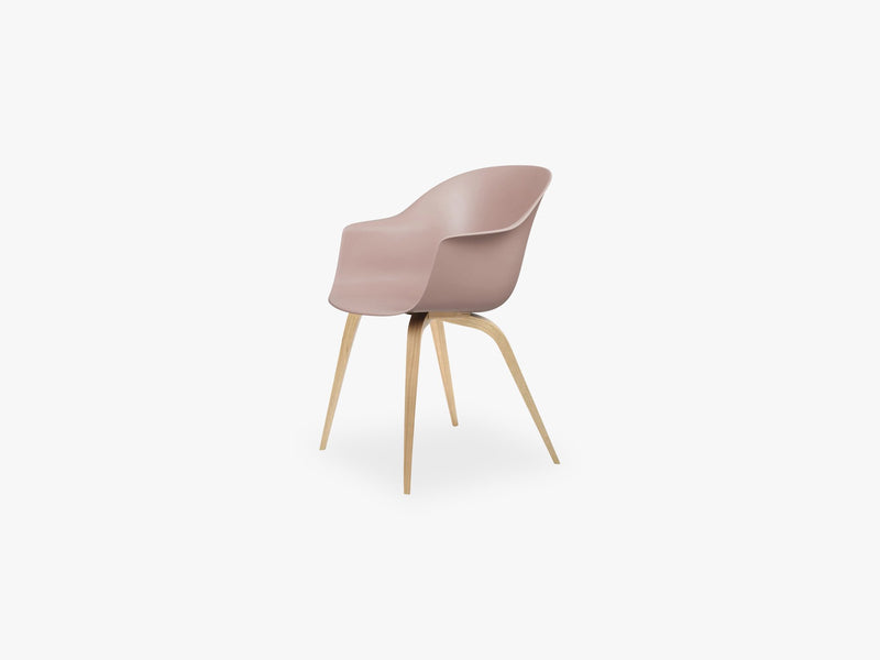 Bat Dining Chair - Skal m Wood base - Oak Semi Matt, Sweet Pink