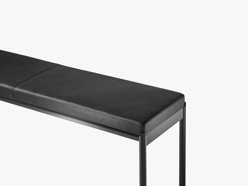 Mies Bench L110, Light Black/Black Leather