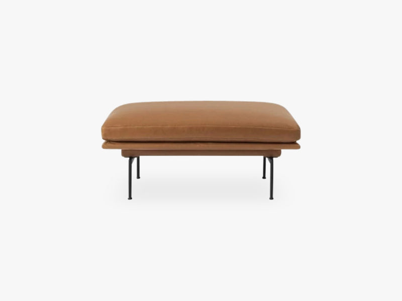 Outline Pouf, Silk Leather - Cognac