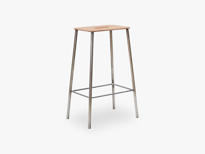 Adam Stool H65, Raw Steel Leather