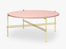 TS Coffee Table - Dia 80 Brass base, glass vintage red top