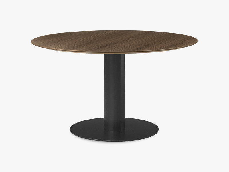 GUBI 2.0 Dining Table - Round - Ø130 - Black base, Walnut top