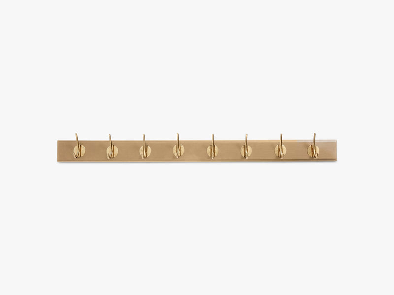 Coat rack, 8 brass hooks, matt camel