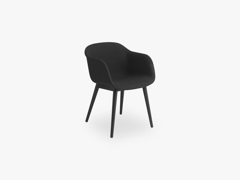 Fiber Armchair - Wood Base - Textile Shell, Remix 183 / Black