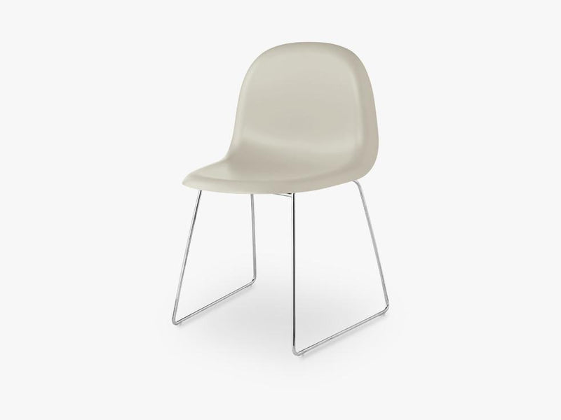 3D Dining Chair - Un-upholstered Sledge Crome base, Moon Grey shell