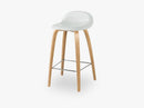 3D Counter Stool - Un-upholstered - 65 cm Oak base, White Cloud shell