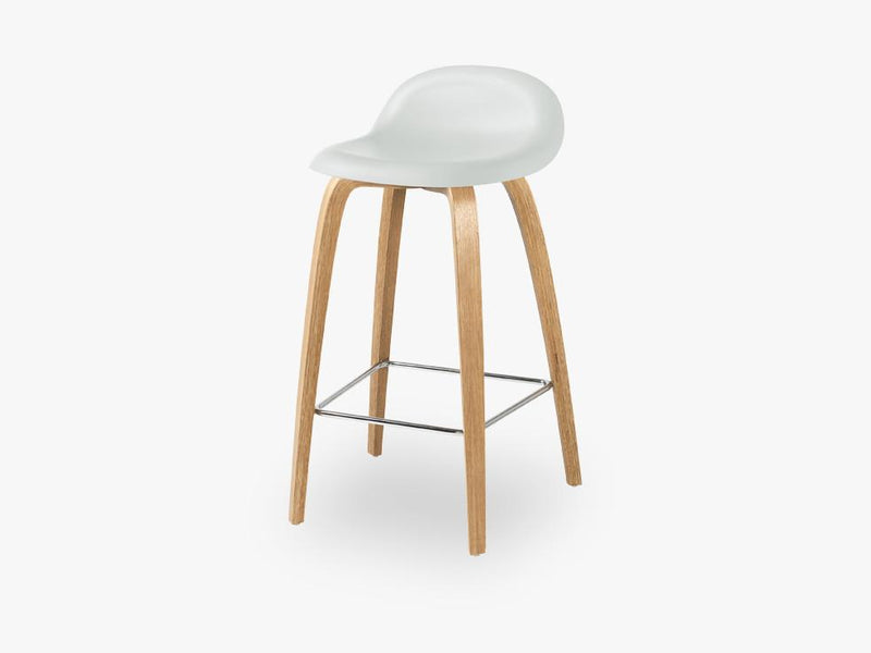 3D Counter Stool - Un-upholstered - 65 cm Oak base, White Cloud shell