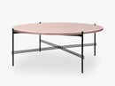 TS Coffee Table - Dia 105 Black base, glass vintage red top