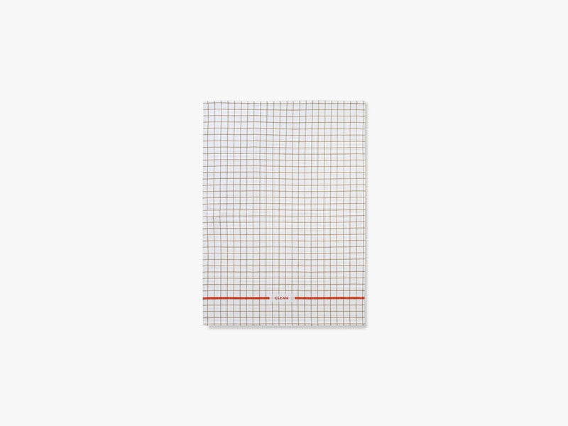 Ren viskestykke Grid, Sand/spicy orange