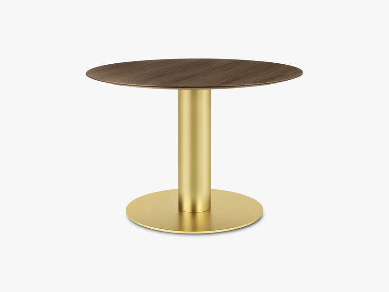 GUBI 2.0 Dining Table - Round - Ø110 - Brass base, Walnut top