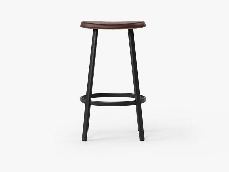 Anno Stool H75, Black/Burgundy Red Leather