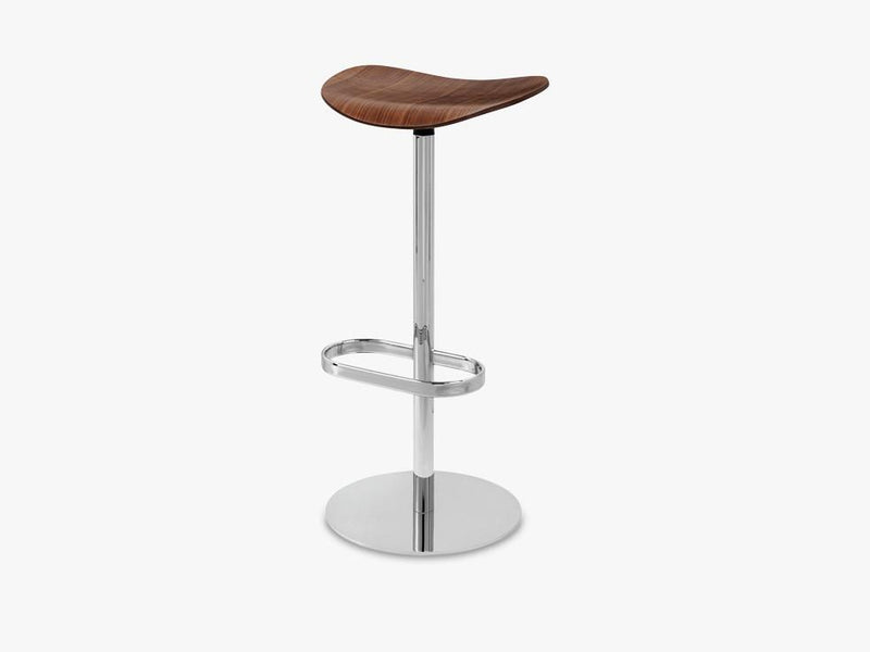 2D Bar Stool - Un-upholstered - 75 cm Swivel Chrome base, American Walnut shell