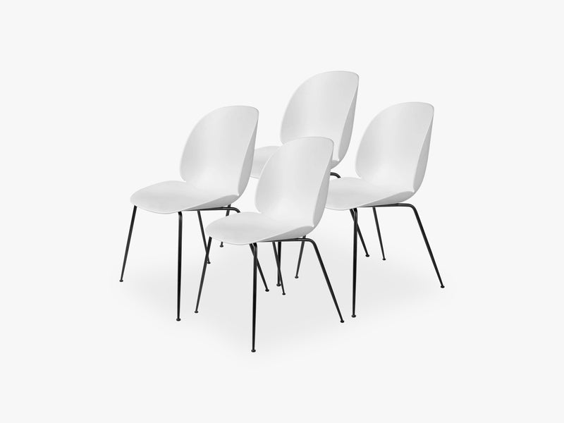 Beetle Dining Chair 4 pcs - Conic Black Matt Base, Pure White