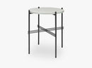 TS Coffee Table - Dia 40 Black base, glass oyster white top