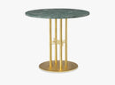 TS Column - Dining Table - Dia 80 Brass base, marble green top