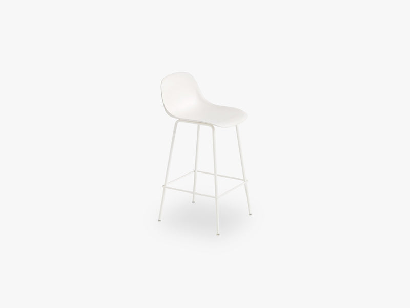 Fiber Bar Stool - Tube Base H: 65 Cm, Natural White/White