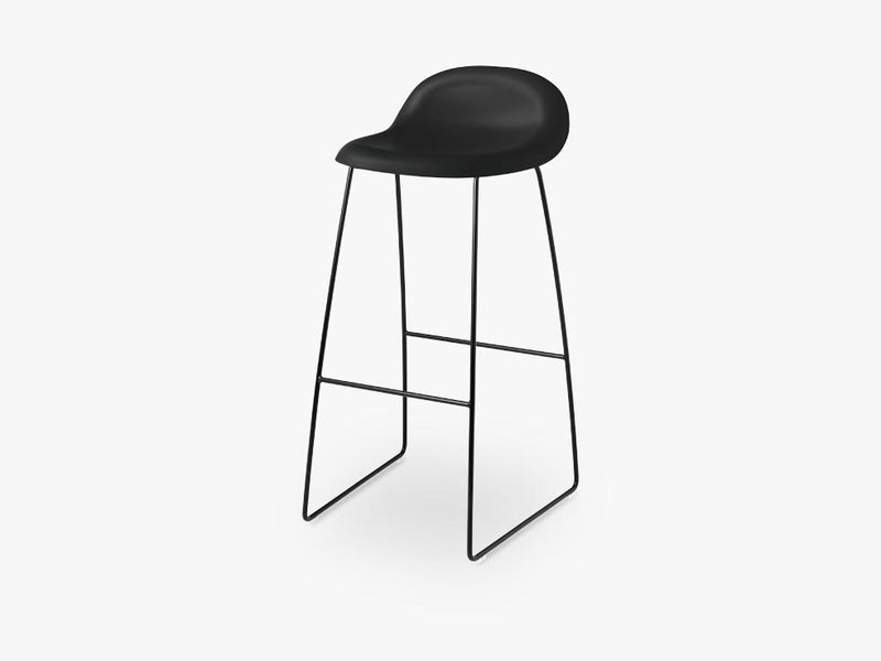 3D Bar Stool - Un-upholstered - 75 cm Sledge Black base, Midnight Black shell