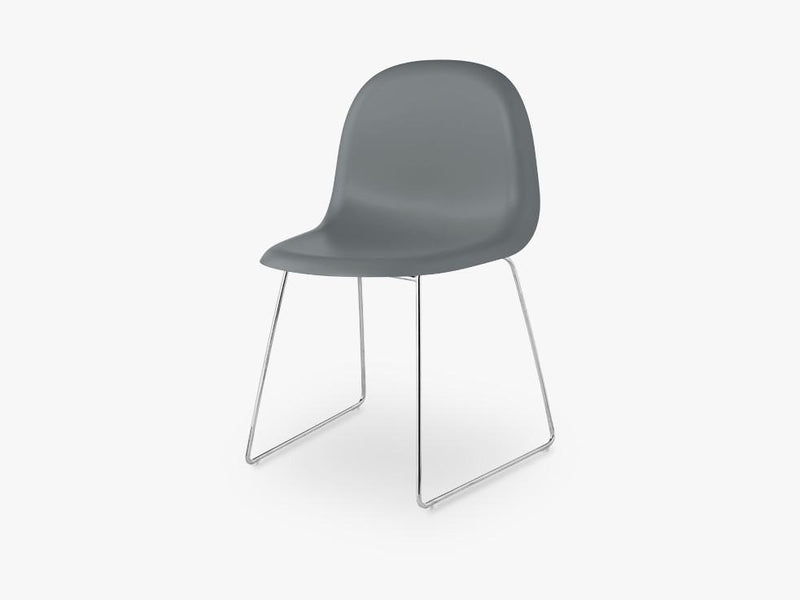 3D Dining Chair - Un-upholstered Sledge Crome base, Rainy Grey shell