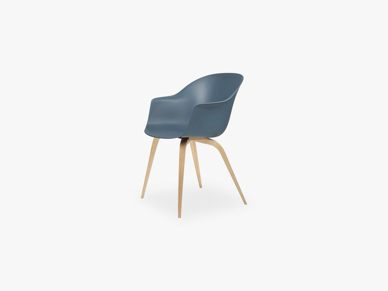 Bat Dining Chair - Skal m Wood base - Oak Semi Matt, Smoke Blue