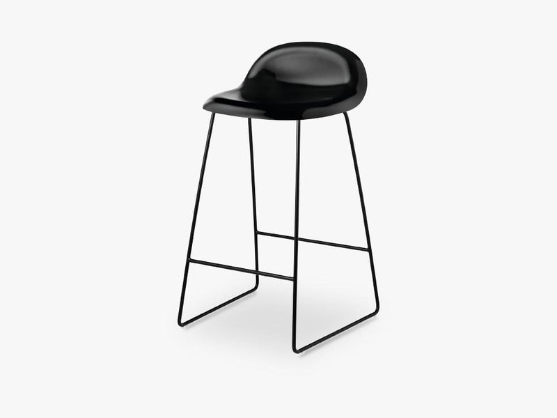 3D Counter Stool - Un-upholstered - 65 cm Sledge Black base, Black Stained Beech shell