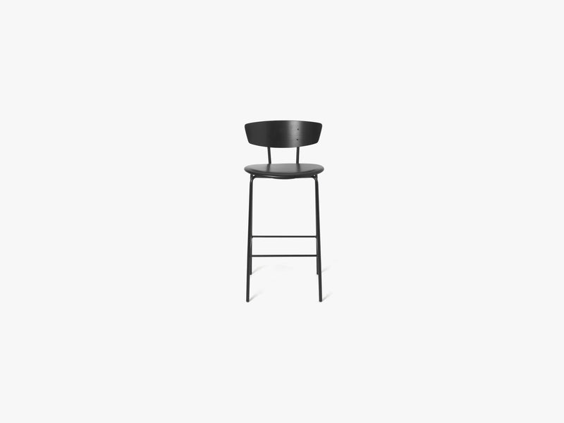 Herman Bar Chair Low, Black/Black Leather