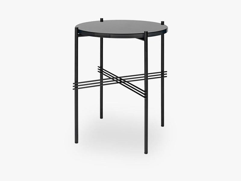 TS Coffee Table - Dia 40 Black base, glass graphite black top