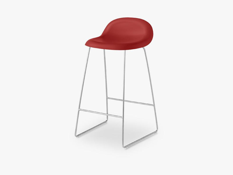 3D Counter Stool - Un-upholstered - 65 cm Sledge Crome base, Shy Cherry shell