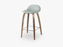 3D Counter Stool - Un-upholstered - 65 cm American Walnut base, Nightfall Blue shell