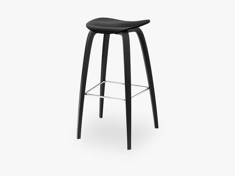 2D Bar Stool - Un-upholstered - 75 cm Black Stained Birch base, Black Stained Birch shell