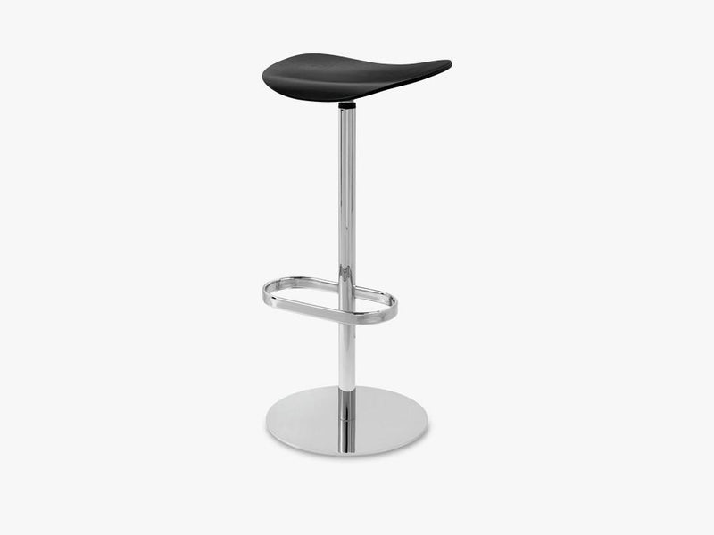 2D Counter Stool - Un-upholstered - 65 cm Swivel Chrome base, Black Stained Birch shell