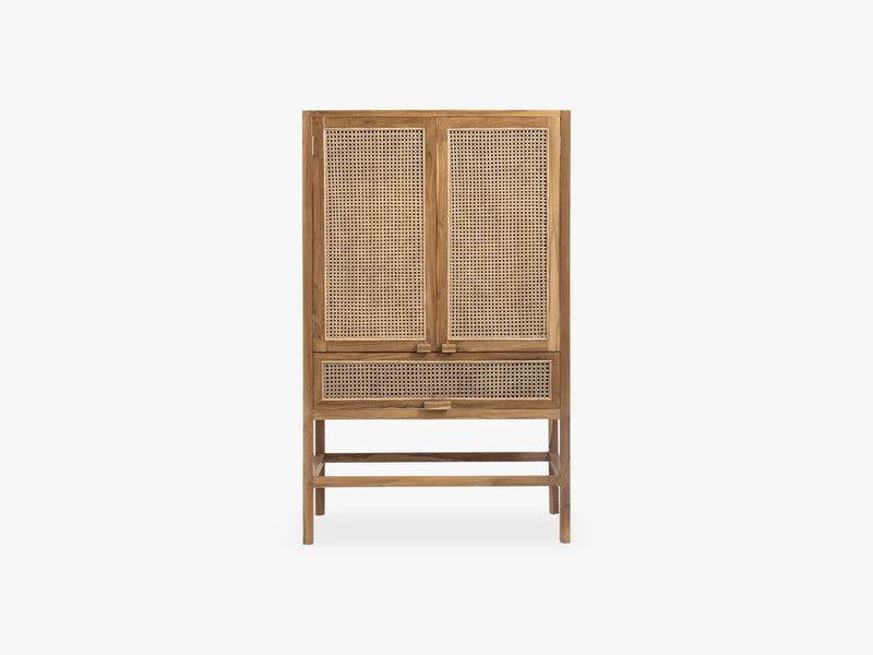 Cabinet, teak, open mesh weaving