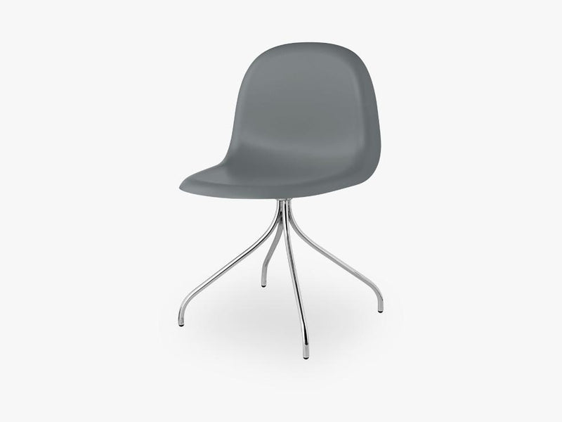 3D Dining Chair - Un-upholstered Swivel Chrome base, Rainy Grey shell