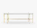 TS Console - 1 rack Brass base, glass oyster white top