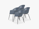 Bat Dining Chair 4 pcs - Conic Black Matt Base, Smoke Blue