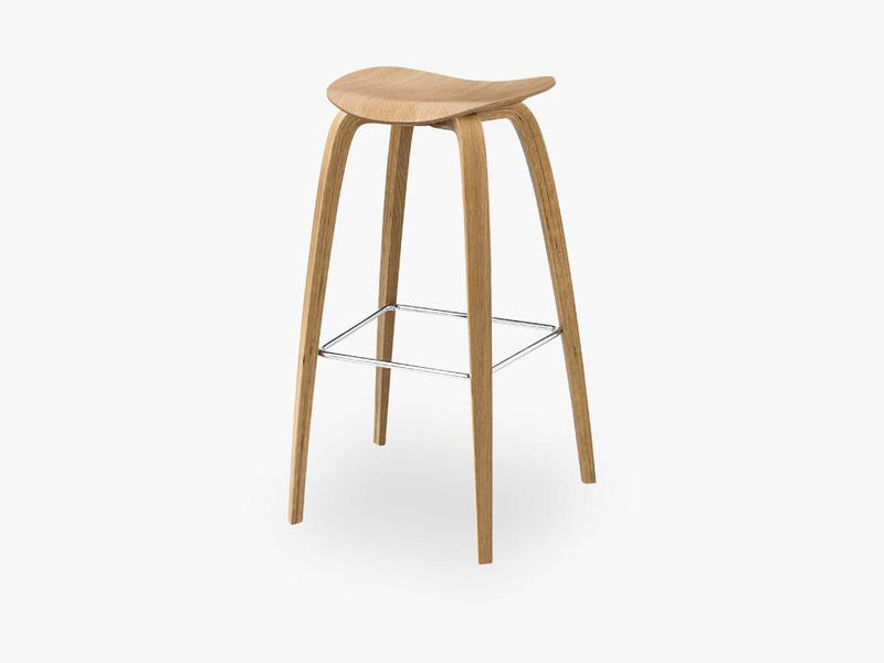 2D Bar Stool - Un-upholstered - 75 cm Oak base, Oak shell