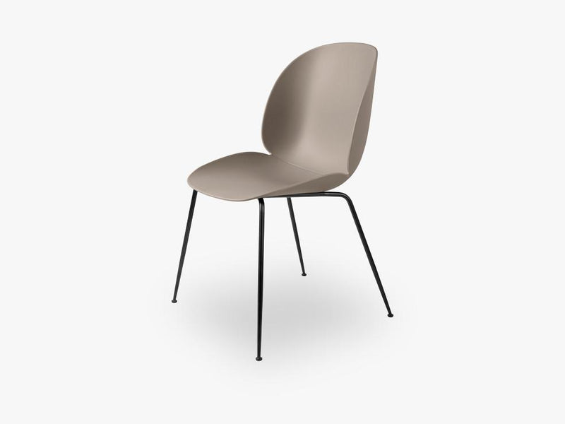 Beetle Dining Chair - Un-upholstered Conic Black base, New Beige shell