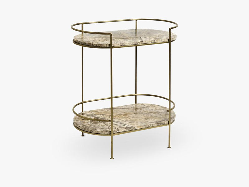 JUNGLE oval side table, marble, antgold