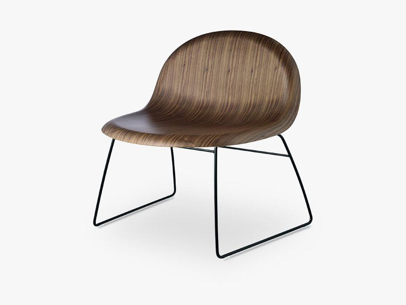 3D Lounge Chair - Un-upholstered Sledge Black base, American Walnut shell