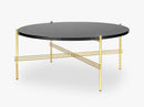 TS Coffee Table - Dia 80 Brass base, glass Graphite Black top