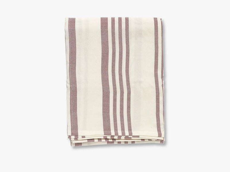 Table cloth, off white/red stripes