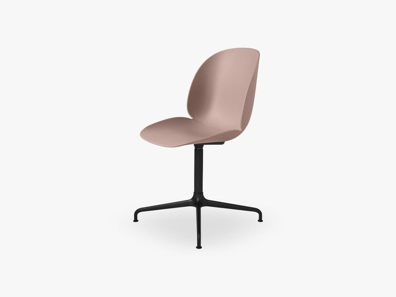 Beetle Meeting chair - Un-upholstered - 4-star swivel Black base, Sweet pink shell