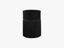 Tall rough suede fringe pouf, Black