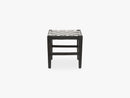 Square stool wood/ black leather