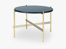 TS Coffee Table - Dia 55 Brass base, glass grey blue top