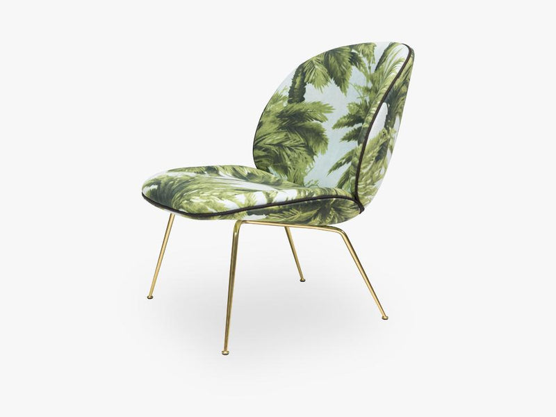 Beetle Lounge Chair -  Fully Upholstered - Conic Brass base, Pierre Frey Mauritius Piping Hot 392