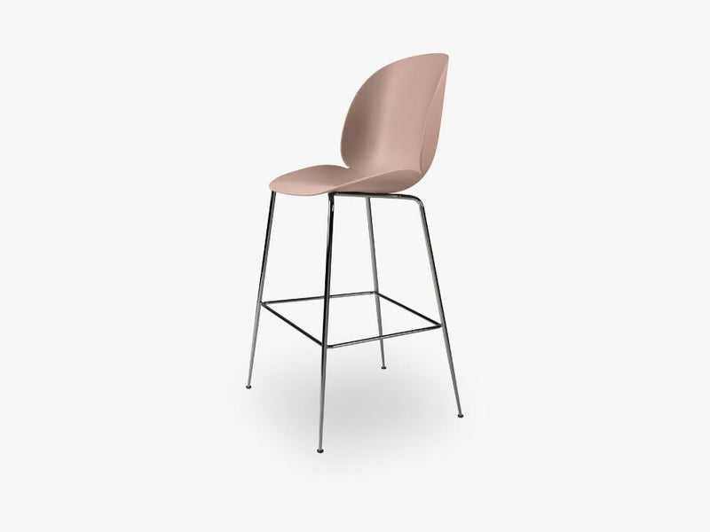 Beetle Bar Chair - Un-upholstered - 74 cm Conic Black Chrome base, Sweet Pink shell