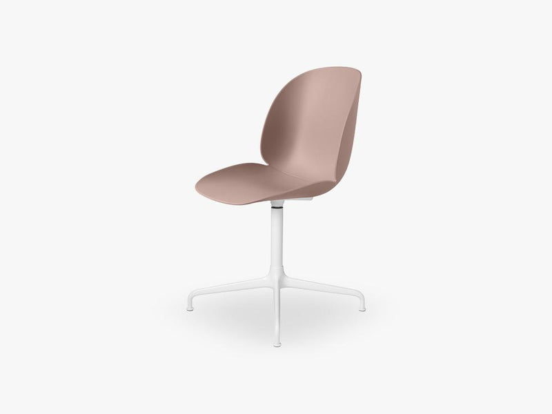 Beetle Meeting chair - Un-upholstered - 4-star swivel White base, Sweet Pink shell